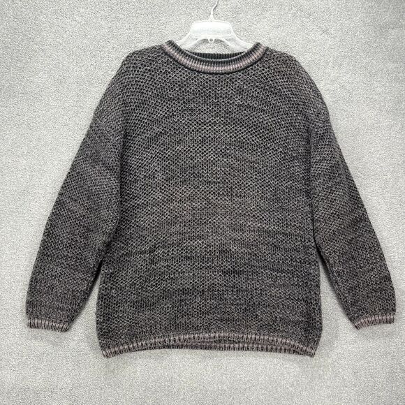 Vintage Weekends Sweater Mens Large Crewneck Pullover Gray Retro open Knit - Picture 1 of 15